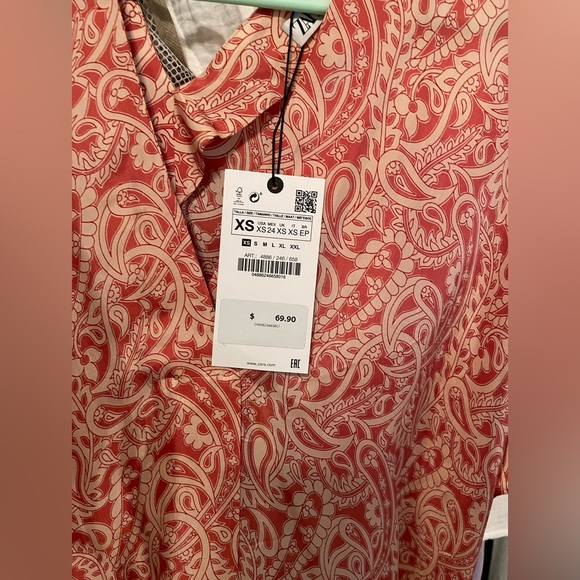 BNWT Zara terracotta printed tunic kaftan dress XS - Picture 6 of 9